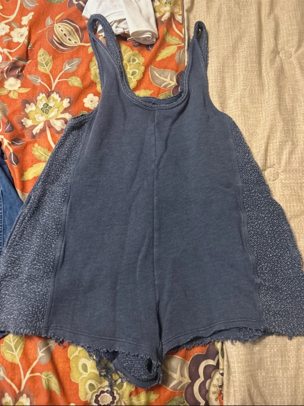 Blue Knit Tank Romper - Women's Sleeveless Summer Top